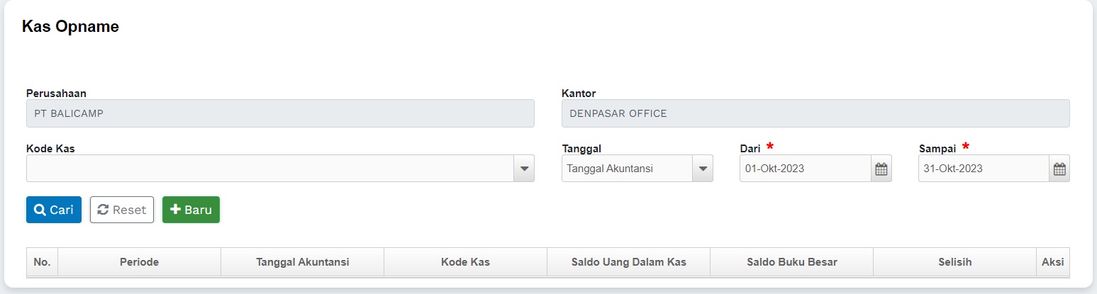 Pencarian Kas Opname